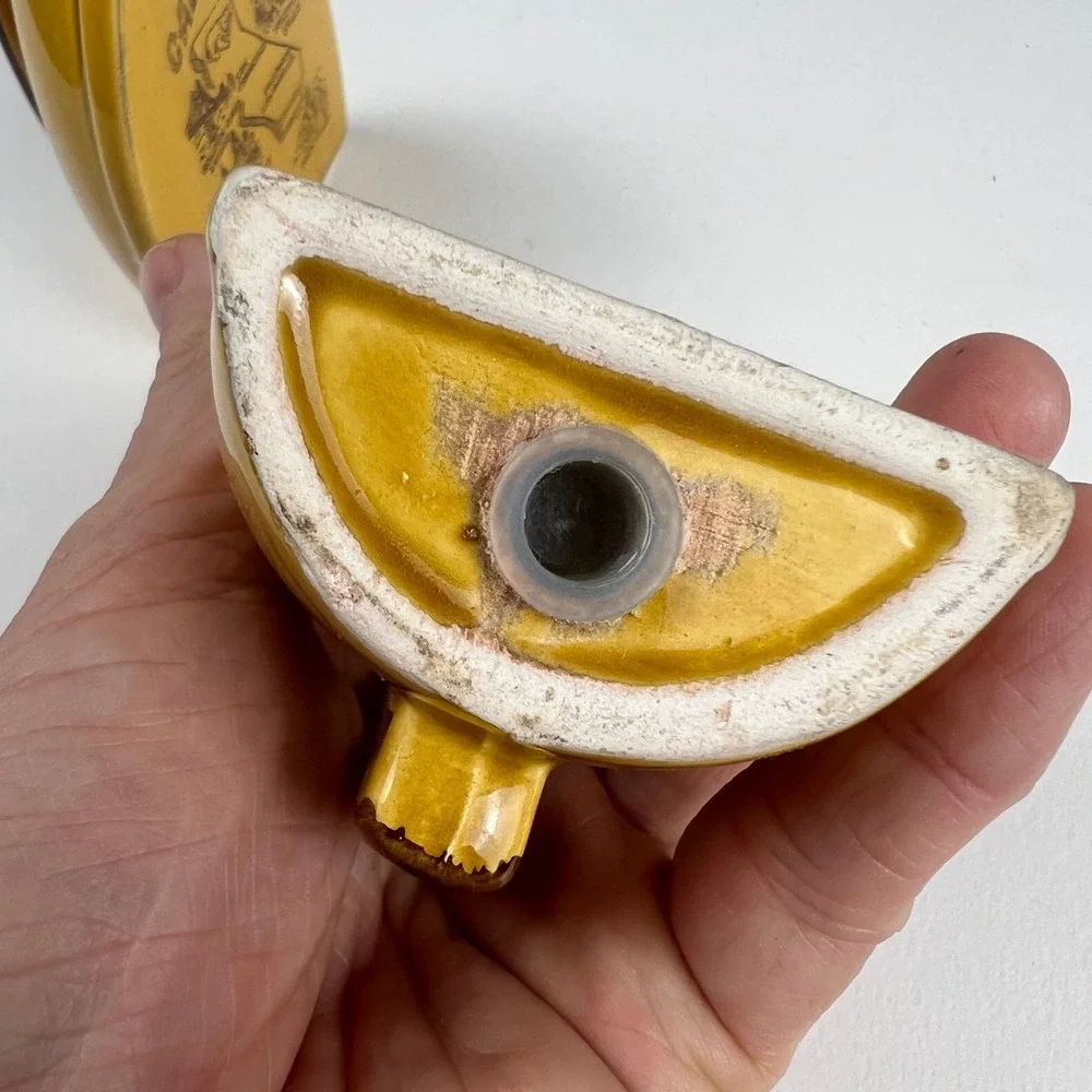 Vintage California Flat Iron Salt and Pepper Shakers Yellow Ceramic Set Souvenir
